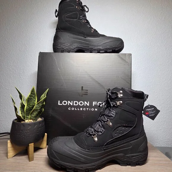 NEW!!! London Fog Breckenridge Black Insulated Hiking Boots 10M Waterproof - Picture 2 of 8
